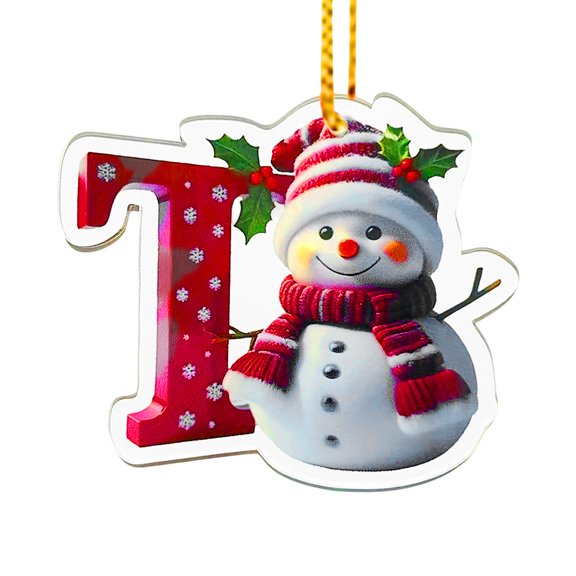 Mivyn Snowman Christmas Ornaments,3" Personalized Letter Ornaments for Christmas Tree, 2D Initial Ornament, Letter Ornament for DIY Hanging Xmas Decor, Gift for Family Friends