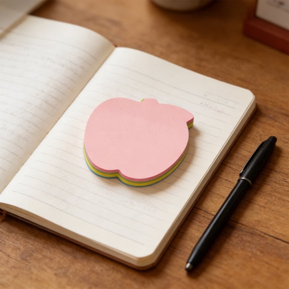 Miwamany 100PC Apple Shaped Sticky Notes,Bright Color Self Adhesive Pads,Super Strong Adhesive,Cute Memo Pads,Clean Removal Heart Notes,Decorative Planner Stickers for Office School Refrigerator