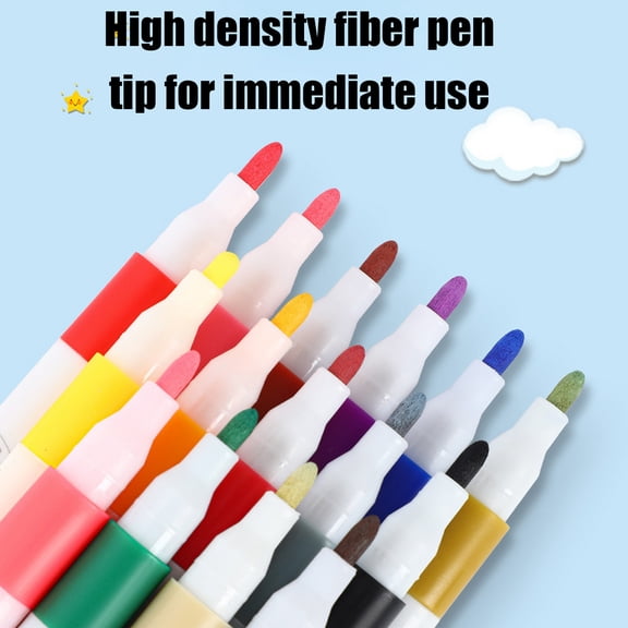 Miwamany 12pc 24pc 0.5mm Fine Point Acrylic Marker Set, Fast Dry Liquid Ink Glossy Pen with Flexible Fiber Tip, Non Bleeding Art Marker for Office Student Drawing Journaling Card Making