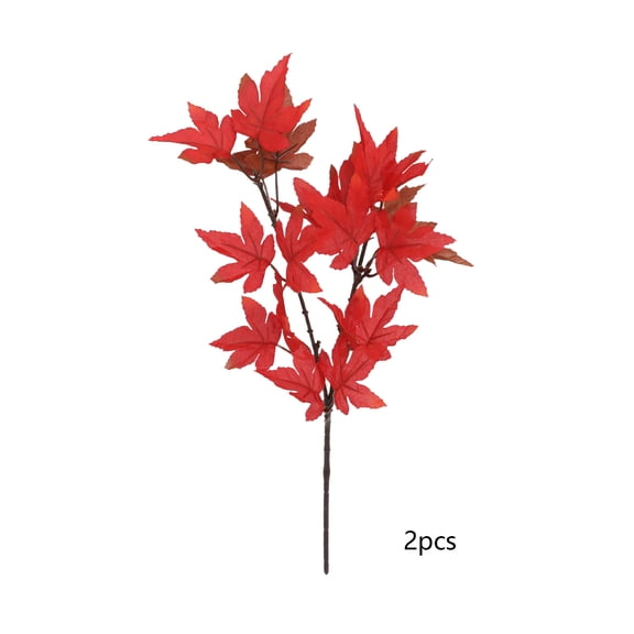 Miwamany 2 Pack Mini Orange Red Maple Leaf Artificial Stems Compact Fall Foliage Sprigs, Small Vase Decor Thanksgiving Shelf Window Table Arrangement Supplies