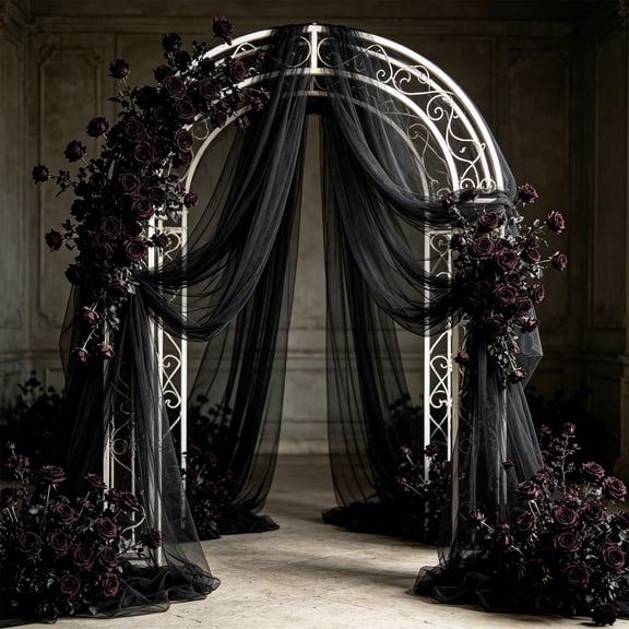 Miwamany 200cm Wedding Sheer Chiffon Curtain Drape, Soft Polyester Arch Fabric Panel for Ceremony Party Chair Backdrop, Lightweight Wrinkle Resistant Deco Fabric for Reception Stage Decoration