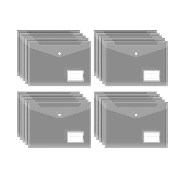 Miwamany 20pc Plastic Snap Button Document Folder, A4 File Envelopes with Label Pocket, 12.60x9.06 Inch, Waterproof Tear Resistant Polypropylene Organizer for Office School Contract