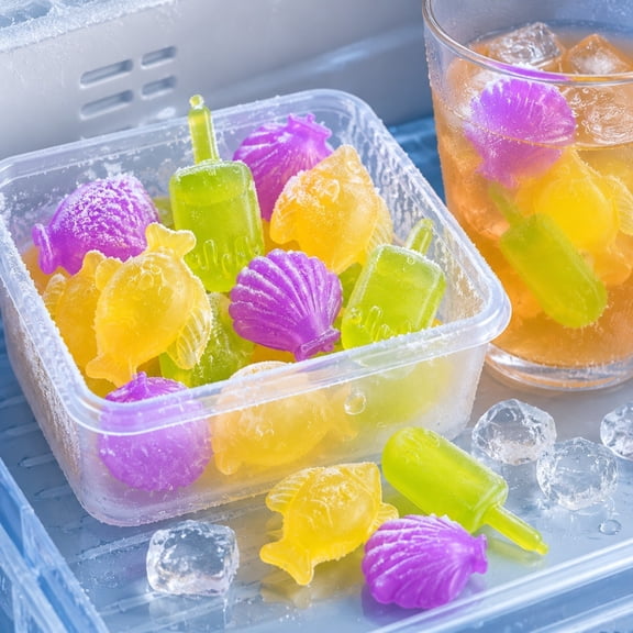 Miwamany 24 Pack Reusable Plastic ICEs, Multi-Shape Summer Freezing, Food Safe Reusable Ice for Bars Parties Drinks, 3.4oz