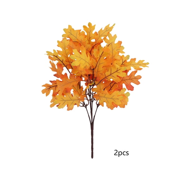 Miwamany 2Pcs 12.99in Assorted Tone Artificial Maple Leaf Bouquet Sprigs, Dense Fabric Leaf Plastic Branch Stems, Compact Vase Filler Decor for Tabletop Shelf Thanksgiving Party Photography Prop