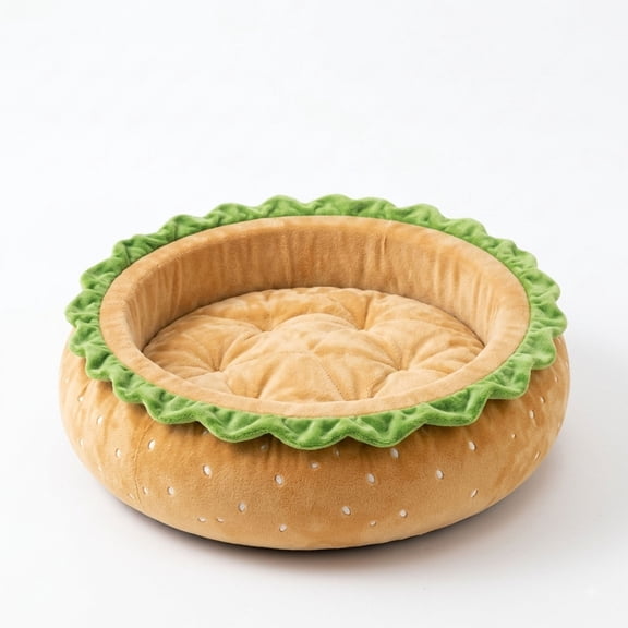 Miwamany 3 in 1 Hamburger Dog Bed Snuffle Mat, Interactive Enrichment Toy for Small Medium Dogs, Stress Relief Pet Resting for Puppy Home