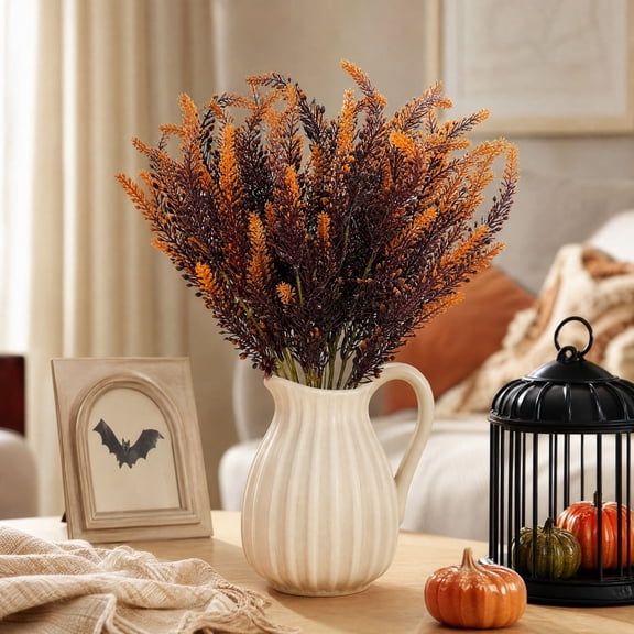 Miwamany 5 Pack Artificial Spike Foliage Stems Faux Fall Grain Look Floral Picks for Vase Dining Table Mantel Indoor Season Ornament Thanksgiving Home Decor
