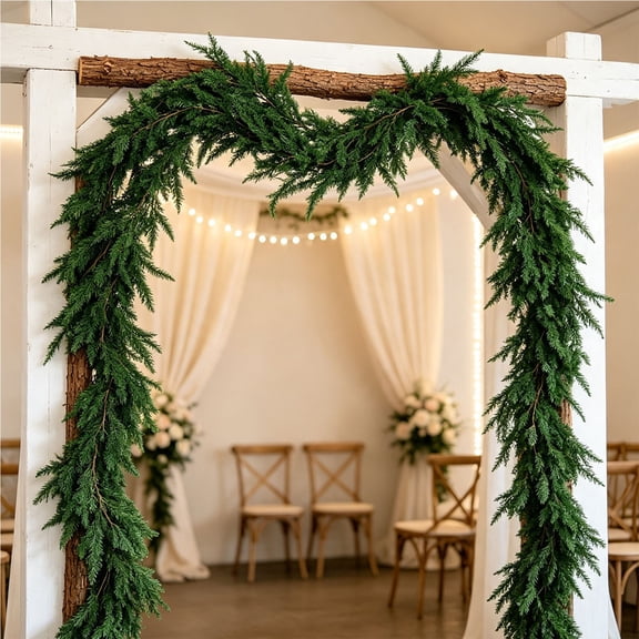 Miwamany Artificial Christmas Garland 70.8in, Needle Tips Pine Boughs Flexible Vines for Mantel Staircase Door Frame Indoor Outdoor Xmas Holiday Home Decor