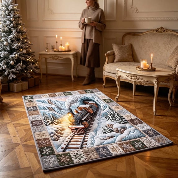 Miwamany Christmas 3D Visual Floor Rug, Large Area Carpet for Living Room Bedroom Entryway, Holiday Decoration with Wear Resistant Backing