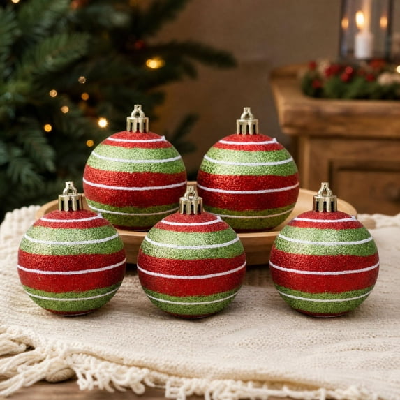 Miwamany Christmas Ball Ornaments 6 Pack, 6cm Large Glitter Christmas Tree Balls Shatterproof, Hanging Baubles for Xmas Tree Holiday Party Home Decor, Christmas Decorations Indoor