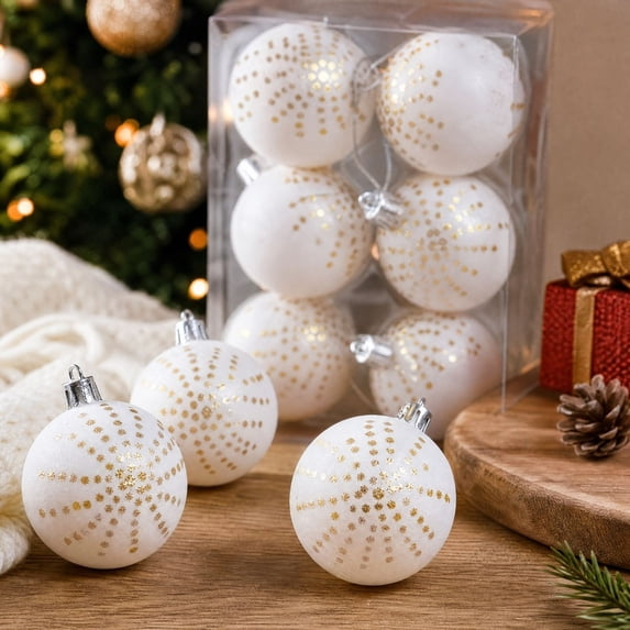 Miwamany Christmas Ball Ornaments 6 Pack, 6cm Large Glitter Christmas Tree Balls Shatterproof, Hanging Baubles for Xmas Tree Holiday Party Home Decor, Christmas Decorations Indoor
