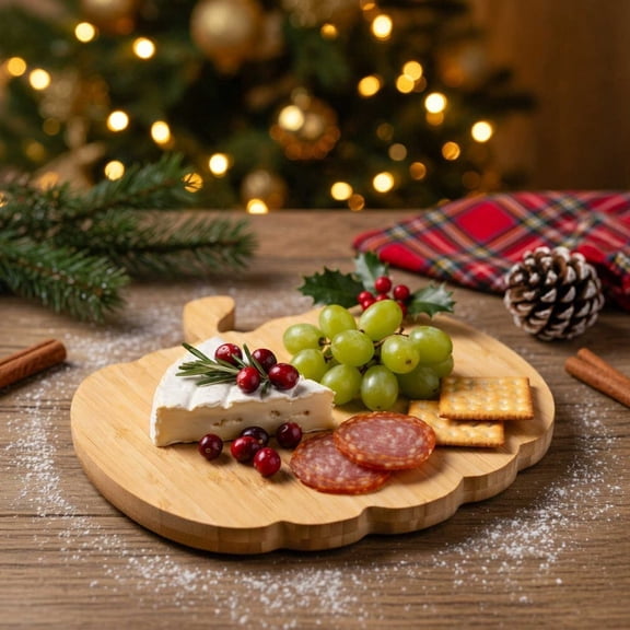 Miwamany Christmas Decorations, Pumpkin Shaped Wooden Serving Tray for Snacks Cookies Desserts Holiday Tabletop Home Kitchen Dining Decoration