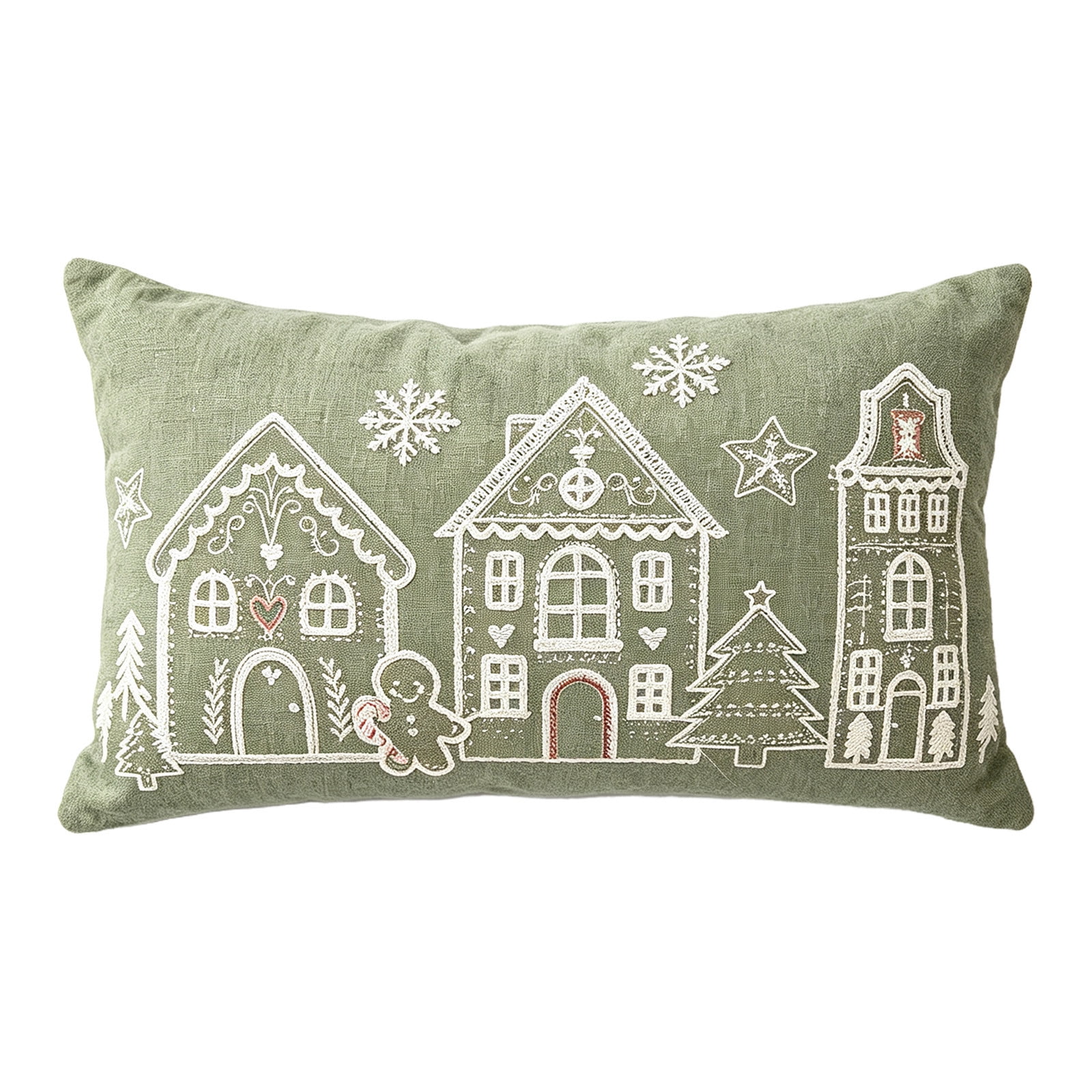 Miwamany Christmas Embroidered Pillow Covers, Gingerbread House
