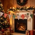 thumbnail image 1 of Miwamany Christmas Pennant Banner, Triangle Flag Bunting with Plaid Snowflake, Holiday Party Indoor Wall Hanging Decor, 49.6 Inch Paper Garland, Christmas Decorations Indoor, 1 of 8