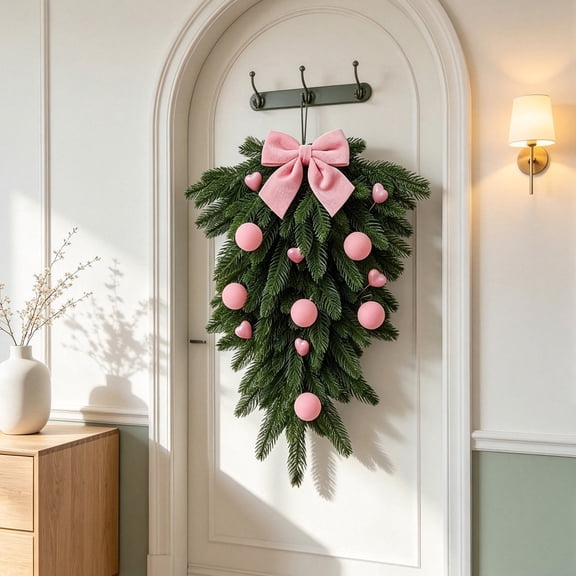 Miwamany Christmas Wall Hanging Tree,Christmas Decorations,Xmas wreath Artificial Flat Wall Christmas Tree for Indoor Outdoor Holiday Party Decorations for Windows Yard Wall Mantel Door