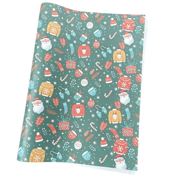 Miwamany Christmas Wrapping Paper 5pc, Assorted Xmas Gift Wrap with Santa Snowman Tree Patterns, Festive Holiday Paper for Birthday Gift Packaging