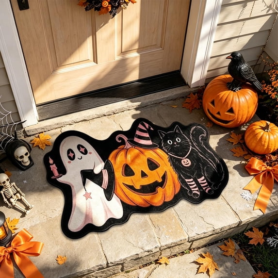 Miwamany Fall Harvest Welcome Mat, 15.75 x 23.62 inch Pumpkin Maple Leaf Thanksgiving Doormat, Non Slip Front Door Rug for Porch Entryway Outdoor Home