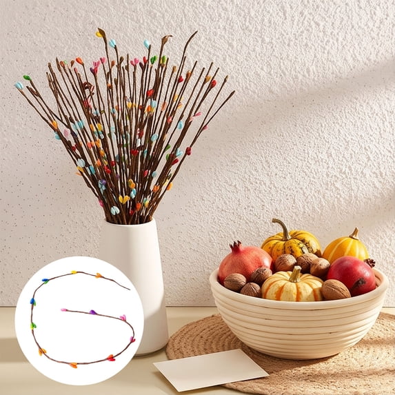 Miwamany Flexible Artificial Fall Berry Stem Picks, Bendable Wire Faux Berry Branch Ornament for Vase Centerpiece Wreath Mantel Thanksgiving Halloween Farmhouse Home Decor