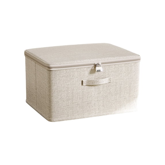 Miwamany Foldable Cotton Linen Home Storage Box, Large Capacity Multi-Purpose Fabric Organizer Basket with Zipper and Handle, Decorative Clothes Toy Bin for Closet Shelf Bedroom Living Room