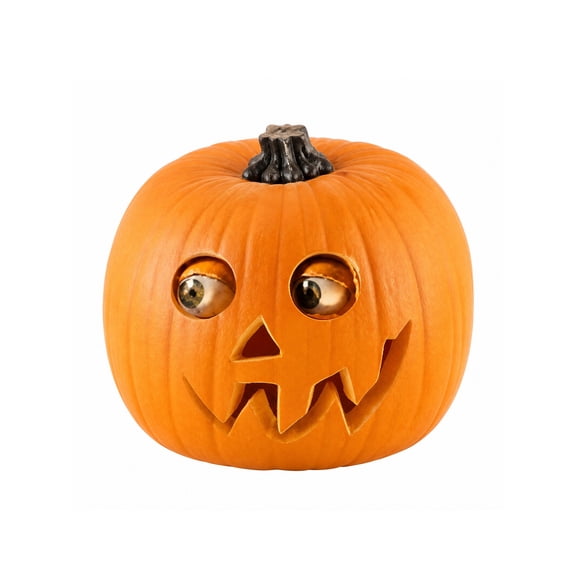 Miwamany Funny Squint Eyed Resin Pumpkin Statue, Spooky Cute Jack O Lantern Figurine Weather Resistant Indoor Outdoor Fall Decor for Porch Yard Garden Patio Mantel Halloween Party