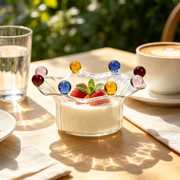 Miwamany Glass Dessert Cup Bowl, Ice Cream Salad Yogurt Pudding Sundae Dish, Clear Footed Serving Bowls for Kitchen Party Dining Table Bar Top Snack Display