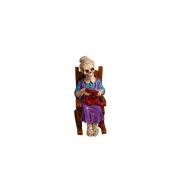 Miwamany Halloween Animatronic Rocking Chair Skeleton Decor, Motion Activated Grim Reaper Skull Figure,Battery Operated Spooky Tabletop Ornament for Indoor Party