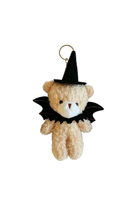 Halloween Bear Keychain Cute Pumpkin Wizard Hat Teddy Bear Backpack Pendant Soft Stuffed Plush Doll for Handbag Keys Halloween Party Favors Gift
