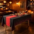 thumbnail image 1 of Miwamany Halloween Black Red Tablecloth, 54x108 Inch Polka Dot Plastic Cover, Disposable Waterproof Rectangle Cloth for Party Dining Table Decoration, Spooky Festive Accent, 1 of 7