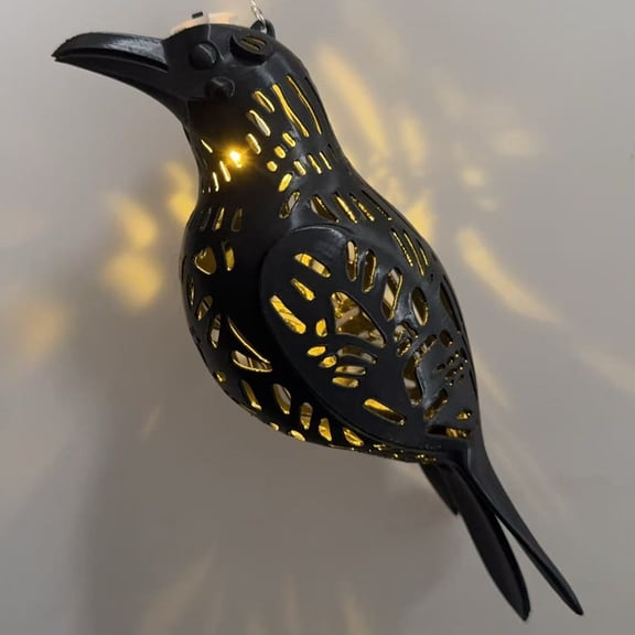 Miwamany Halloween Crow Decorative Pendant, Hollowed Out Printed Festive Lamp, LED Spooky Raven Light for Indoor Party Porch Mantel Shelf Home Decor Ornament