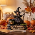 thumbnail image 1 of Miwamany Halloween Dark Witch Tabletop Decor, 2D Acrylic Flat Pumpkin Girl Figurine, Spooky Home Desk Shelf Decoration for Party Ornament Display, 1 of 5