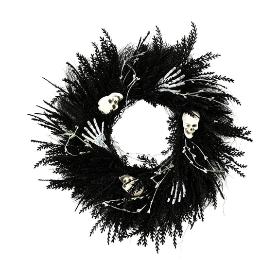 Miwamany Halloween Decorations, Halloween Wreaths for Front Door 19.7", Skeleton Hands Black Leaves for Doors Porch Wall, Gothic Party Horror Room Decor Indoor Outdoor Home Decor
