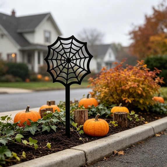 Miwamany Halloween Garden Stakes, Metal Silhouette Decor, Black Cats Pumpkin Ghost Bats Signs, Spooky Yard Lawn Patio Pathway Decor, Halloween Outdoor Party Festive Decoration