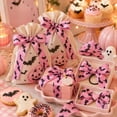 thumbnail image 1 of Miwamany Halloween Pink Ghost Bats Faux Linen Ribbon, 5 Yards Wired Edge Bow for Gift Wrapping Party DIY Crafts Floral Home Decoration, 1 of 6