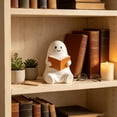 thumbnail image 1 of Miwamany Halloween Reading Ghost Resin Figurine Smiling Blush Sitting Ghost Holding Book,Halloween Desktop Statue for Mantel Shelf Bedroom Party Scene Decor, 1 of 5