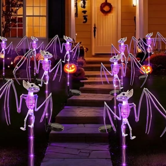 Miwamany Halloween Solar Pathway Lights , Solar Outdoor Garden Stake Lights,Waterproof Pathway Light for Halloween Party Home Yard Patio Decorations Skull