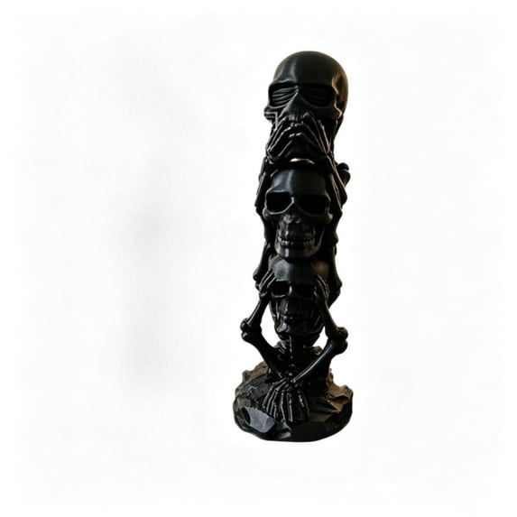 Miwamany Halloween Stacked Skeleton Figurine, 5 inch Resin Desktop Decoration, Spooky Gothic Tabletop Ornament for Home Office, Mantel Shelf Party Decor, Horrifying Accent
