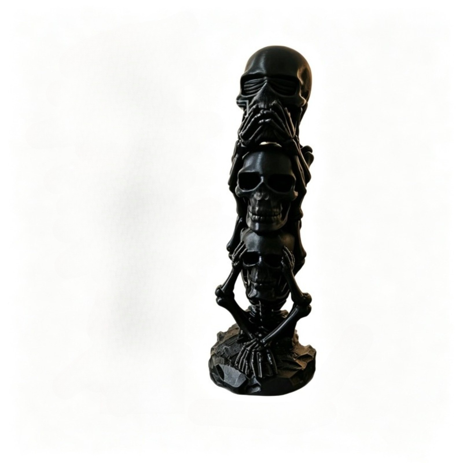 Miwamany Halloween Stacked Skeleton Figurine, 5 inch Resin Desktop Decoration, Spooky Gothic Tabletop Ornament for Home Office, Mantel Shelf Party Decor, Horrifying Accent