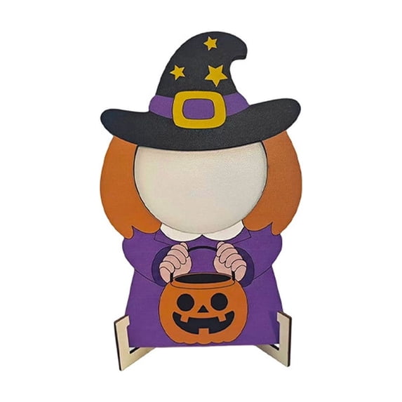 Miwamany Halloween Wooden Picture Frame, Pumpkin Theme Desktop Photo Frame Ornament for 2.5x3.5 Inch Picture, Spooky Tabletop Mantel Display, Fall Farmhouse Holiday Home Decor