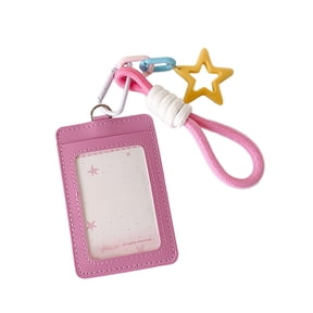 Miwamany ID Card Badge Holder With Key Chain , Plastic Slide Open with ID Window Key Card Protector for Office Teacher Nurse Student