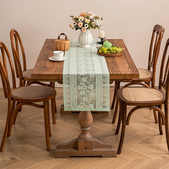 Miwamany Lace Hollow Out Table Flag Runner, Rural Dining Table Decoration Cloth, Elegant Tea Table Tablecloth Cover for Home Kitchen Living Room Party Wedding Decor