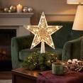 thumbnail image 1 of Miwamany Lighted Christmas Tree Topper Star Warm White Flashing LED Glitter Hollow Star Tree Top Ornament for Xmas Tree Home Holiday Decoration Indoor, 1 of 6