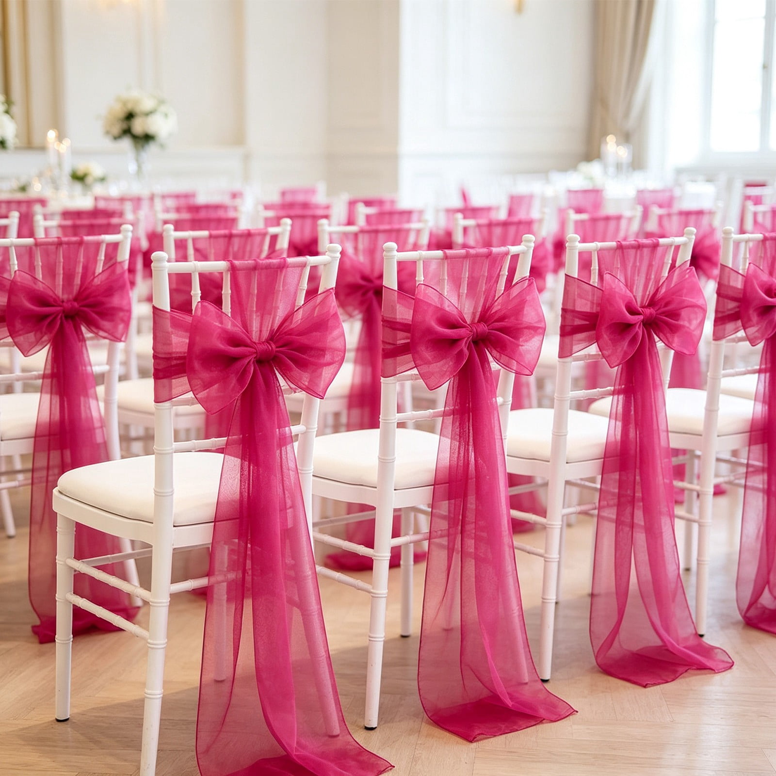 Miwamany Mesh Chair Sashes, 7.8 x 108 IN Sheer Wedding Chair Covers Miwamany Mesh Chair Sashes, 7.8 x 108 IN Sheer Wedding Chair Covers