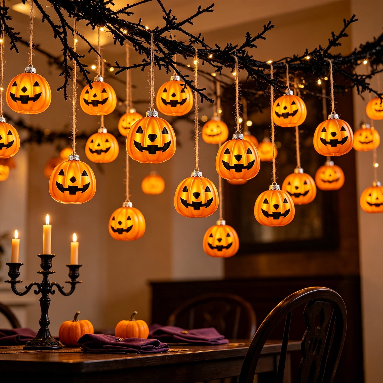 Miwamany Metallic Pumpkin Ball Ornaments, 12pc Shatterproof Hanging Tree Decor, Gold Electroplated for Halloween Thanksgiving Christmas Party Home, Festive Accent