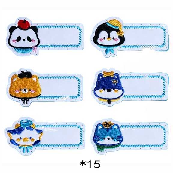 Miwamany Name Stickers Set, Embroidered Waterproof Self-Adhesive Labels, 90 Pcs Personalized Tags for Daycare Camp Lunch Box Bottle