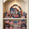 thumbnail image 1 of Miwamany Patriotic Layered Wooden Decor Statue, Independence USA Flag Fireworks Tabletop Ornament, 4th of July Shelf Home Decoration for Living Room Mantel, 1 of 7