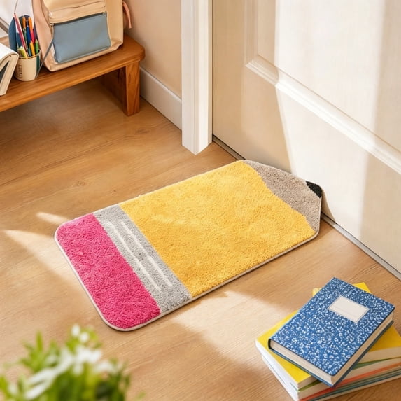 Miwamany Pencil Classroom Area Rug, Fun Cute School Season Doormat for Teachers, Non-Slip Floor Mat for Kids Room Reading Corner Kindergarten Playroom Decor