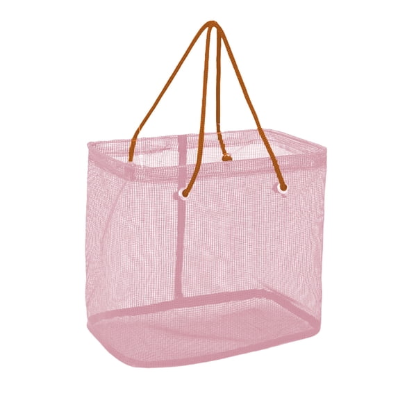 Miwamany Plastic Mesh Snap-Button Wash Bag,Wide Opening Portable Shower Organizer Tote,Handheld Travel Bath Caddy,Beach Toy Storage Net,Reinforced Strap for Gym,Pool,and Camping Essentials