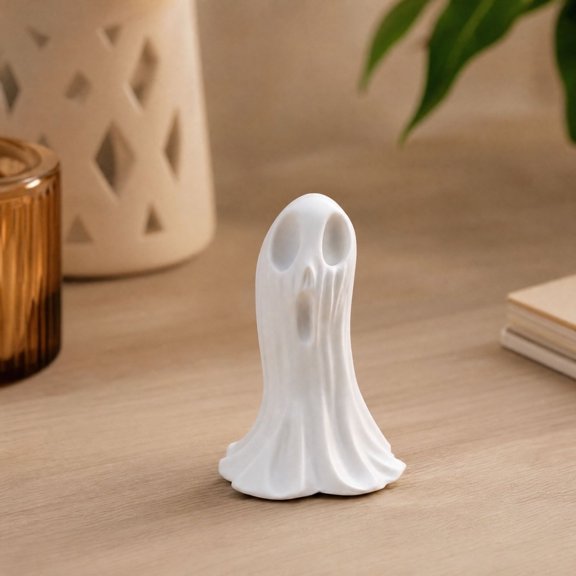 Miwamany Printed Screaming Ghost Statue, Abstract Spooky Ghost Figurine, 3D Halloween Desktop Decor Ornament for Home Shelf Table, Modern Gothic Sculpture