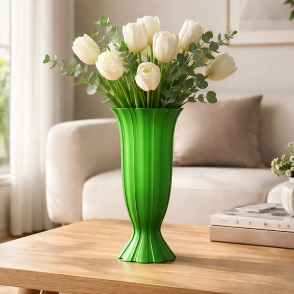 Miwamany Rippled Vase, Modern Wave Shaped Flower Arrangement Holder, Matte Plastic Centerpiece for Home Tabletop Bedroom Living Room Decor