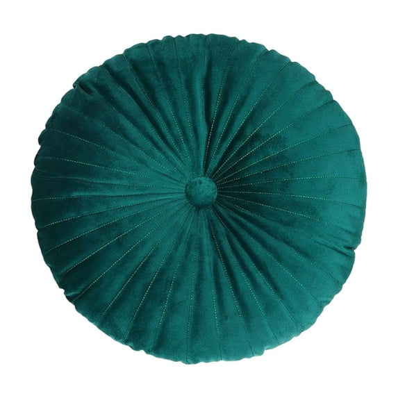 Miwamany Round Throw Pillow Velvet Decoration, 13.78 Inch Radial Pleated Cushion, Soft Cotton Pumpkin Style Floor Pillow for Living Room Sofa Bed, Luxurious Cozy Home Decor Accent