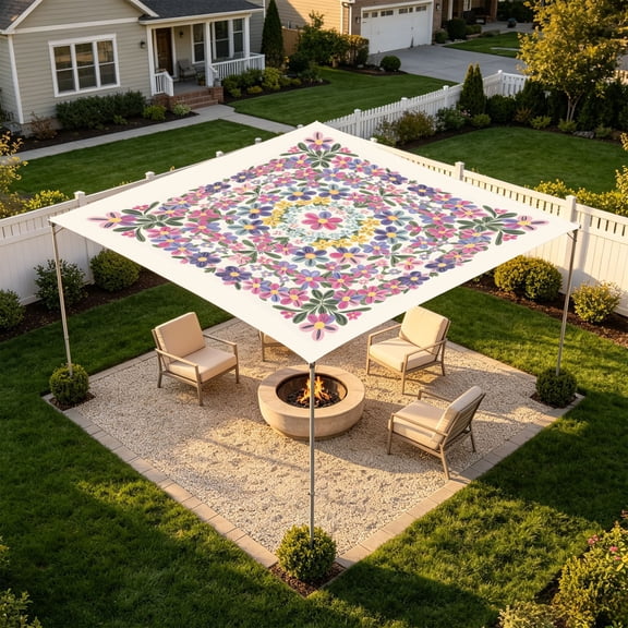 Miwamany Shade Sail,Sun Shade Sail, Colorful Floral Print Permeable Shade Sails UV Block Sunshade Outdoor Patio Canopy Sun Cover for Backyard, Garden, Porch, Sand 59.06x59.06 In